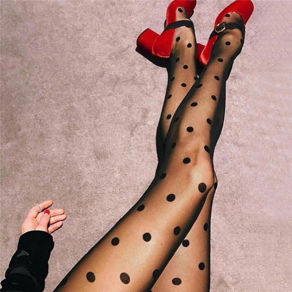 Black Polkadot Stockings - Picture 5 of 6